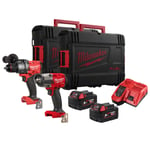 Milwaukee M18 FPP2F3-502X 2 Piece 18V Brushless Power Tool Kit 2x5.0Ah 2xCases