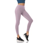 LZQpearl Legging De Yoga Taille Haute, Pantalon De Yoga sans Couture De Couleur Unie pour Femme, Collants De Compression pour Le Yoga, Course à Pied, Danse, Fitnes, Cyclisme (Light Purple,XL)