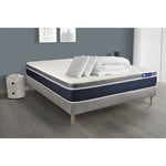 Ensemble matelas sommier Actiflex confort 180 x 200 cm 2 oreillers et couette Ressorts ensachés et mémoire de forme - Couleur : Gris - Gris