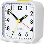 Jcobay Battery Powered Alarm Clock Bedside Non Ticking Silent Desk Clock Little