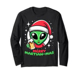 Christmas Funny Alien Santa Beer Merry Martian-mas Long Sleeve T-Shirt