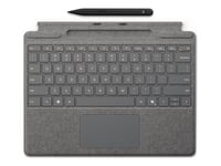 Microsoft Surface Pro Keyboard - Tangentbord - Med Pekdyna, Accelerometer, Förvarings- Och Laddningsfack För Surface Slim Pen 2 - Qwerty - Holländsk - Platina - Med Slim Pen 2 - För Surface Pro 8, Pro 9, Pro X