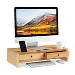 Bamboo PC Monitor Stand, Screen Riser for Computers with Storage Space