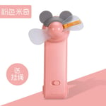 whmyz Desktop handheld mini folding fan home usb rechargeable portable led flash word small fan-Pink Mickey_Standard