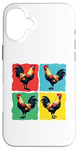 iPhone 16 Plus Colorful Funny Chicken Art, Crazy Chicken Rooster Family Case