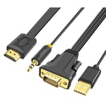 VGA til HDMI + Minijack kabel - 3 m