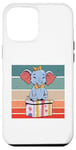 Coque pour iPhone 15 Pro Max Jolie boîte à éléphant bleu éléphant, anniversaire ludique