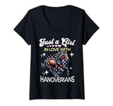 Womens Horse Hanoverian Girl Loves Hanoverian V-Neck T-Shirt