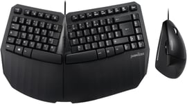 PERIDUO-413B - Clavier Ergonomique Compact divis? avec c?ble et Souris Verticale USB - Clavier TKL - Noir - Format AZERTY fran?ais