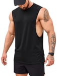 COOFANDY Mens Bodybuilding Tank Tops Muscle Workout Vest Loose Fit Gym Training Sleeveless Tshirt Men UK Black S