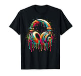 Gamer Headphones Paint Splash Music Lover Gaming Boy Men T-Shirt