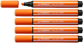 Feutre dessin STABILO Pen 68 MAX ARTY - Lot x 5 Feutres Coloriage Pointe Large - orange foncé