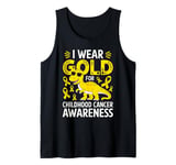 I Wear Gold for Childhood Cancer Awareness Dino Design Tank Top