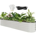 YITAHOME Kit de jardinière surélevée d'extérieur 240 x 61 x 43 cm, Plates-Bandes surélevées épaisses en Zinc-Aluminium-magnésium et Acier Inoxydable pour Jardin avec Caoutchouc de sécurité pour