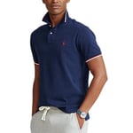 Ralph Lauren Herr Polotröja Mode Broderad Polotröja Casual Lös Passform Bekväm Lätt Andningsbar Kortärmad Krage Knappar T-shirt Royal blue M