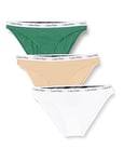 Calvin Klein Women's Bikini 3pk Bikini Panties, Foliage/White/Trench, XS