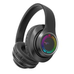 Casque Bluetooth, Casque pour musique, Bluetooth/carte TF, Pliable, Réduction du bruit RGB, Noir