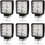 6x 48W Phare de Travail Carre a Leds dc 12V-24V Quad Camion Bateau Tracteur Offroad Impermeable IP68 - Randaco