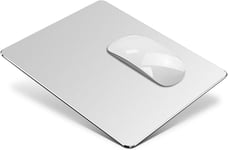 Tapis de Souris Rigide Tapis Souris Mac Design Double Face Lisse et Ultra Mince,Métal Aluminium Mouse Pad étanche Contrôle Rapide et précis pour Les Jeux,Le Bureau (Moyen,Argenté,24x20 cm)