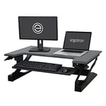 Ergotron WorkFit-T Convertisseur de Bureau Debout à Double écran pour Dessus de Table – 35 Pouces de Largeur, Noir