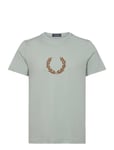 Fred Perry Flocked Laurel W Gra Tee Blå