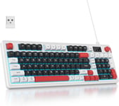 CLAVIER SANS FIL, 96% ORDINATEUR CLAVIER SILENCIEUX GAMING À MEMBRANE, DISPOSITION AMÉRICAINE QWERTY, BLUETOOTH/2,4 G/USB RGB CRÉMEUX CLAVIER AVEC PAVÉ NUMÉRIQUE[KEY231206]