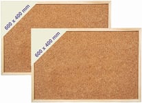 [Set of 2] Wooden Frame 60cm x 40cm Cork Board With Pin Bulletin Board Wall Hang