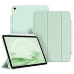 FINTIE Coque pour iPad Air 11 Pouces 2024/iPad Air 5/iPad Air 4 (2022/2020) 10.9" - [Rangement de Stylet] Étui Transparent Mat, Housse Fine Protection Veille/Réveil Automatique, Vert Pastel