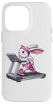 Coque pour iPhone 14 Pro Max Lapin de Pâques sur tapis roulant Gym Fitness Entraînement