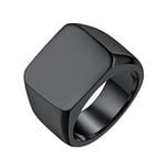 Chevaliere Homme Acier Inoxydable Noir 67 Bague Ado Garcon Gros Anneau Plat Large Punk Chunky Bijoux Doigt Massif Brillant Epais Cool Cadeau Papa Mari Fêtes des Pères Noël Valentin