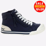 Rocket Dog Womens Jazzin Hi-Top Canvas Fashion Casual Trainers Shoes Navy