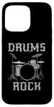 Coque pour iPhone 15 Pro Max Batterie Rock, batteur fête des pères musicien rock Goth