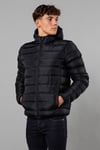 French Connection Mens Navy Hooded Puffer Jacket - Size 2XL