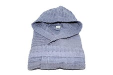 Sogni e Capricci Horizon/Lines Bathrobe Fitted with Hood,Pockets and Belt, Denim Blue, S/M