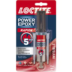 Loctite - Colle Power Epoxy Rapide 5 Minutes 11 ml, Colle epoxy réajustable, colle forte résistante avec seringue auto-mélangeuse, colle résine epoxy