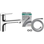 hansgrohe Zesis M33 - Mitigeur de cuisine avec douchette extractible, 2 jet & Isiflex - Flexible de douche universel 1,60 m, tuyau de douche avec protection anti-pliure