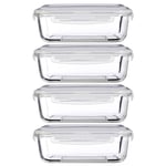 Freska 4pc 1520ml Borosilicate Glass Lunch Box Food Container Airtight Lid Set