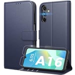 Peakally Coque pour Samsung Galaxy A16 5G/4G [ Verre Trempé Protection *1 ] [ Blocage du Signal RFID ] [ Premium PU ] [ Pochette de Portefeuille ] Etui à Rabat pour Samsung A16 5G/4G, Bleu