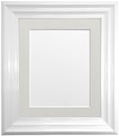 FRAMES BY POST Firenza Cadre Photo Blanc avec Passe-Partout Gris Clair en Plastique et Verre 40 x 50 cm