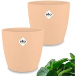 Set de Pots de fleurs brussels Pêche Rond pot de fleur 1,4L bac à fleurs balcon pour jardin terrasse cache-pot Set de 2 - Gardebruk