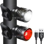 2pcs Bike Lights USB Rechargeable Bicycle Rear Light MTB Road Bike Taillight Safety Warning Cycling Front Tail Lamp