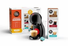 Dolce Gusto DeLonghi Nescafé Piccolo XS Pod Capsule Coffee Machine Value Bundle, Espresso, Cappuccino and more, EDG210.B, 0.8 liters, Black & Red, Includes 3 Boxes of Pods