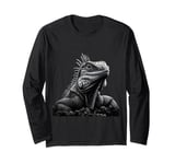 Cuban Rock Iguana Shirt Gothic Reptile Keeper Pet Owner Art Long Sleeve T-Shirt