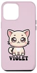 Coque pour iPhone 12 Pro Max Violet Motif chat mignon pour fille Violet