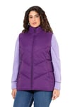 Ulla Popken Femme Grandes tailles Gilet matelassé sans manches, poches zippées et col montant violet 54+ 833141836-54+