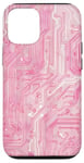 Coque pour iPhone 12/12 Pro Motif carte mère circuit rayé Art déco rose