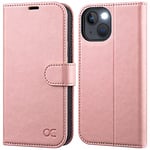 OCASE Etui Coque iPhone 13 Mini, Antichoc TPU Housse iPhone 13 Mini Cuir PU Portefeuille Etui [RFID Blocage] [Béquille] [Fentes pour Cartes] Coque pour iPhone 13 Mini (5,4 Pouces) - Rose