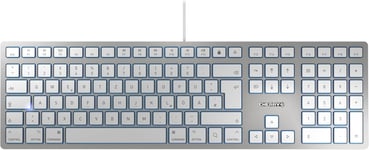 Kc - 6000 Slim For Mac Clavier Pour Mac Filaire (Connexion Usb-A), Layout Allemand (Qwertz), Touches Silencieuses, Conception Compacte Et Plate, Blanc-Argent