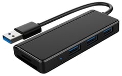 USB-hub 3 x USB-A og minnekortleser