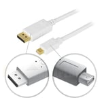 DisplayPort till MiniDisplayport / Ultra HD i 30Hz / hvit/ 3m